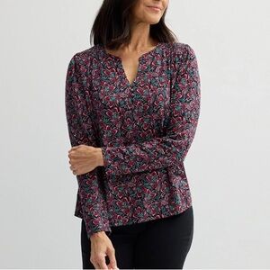 Women’s Croft & Barrow Multicolor Pleated Boho Peasant Top